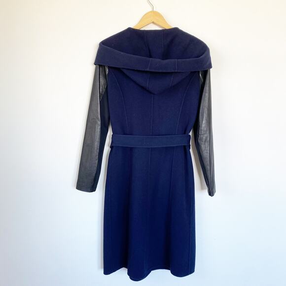 RUDSAK Modina Hooded Coat with Leather Sleeves in Night Blue Small - Picture 8 of 11